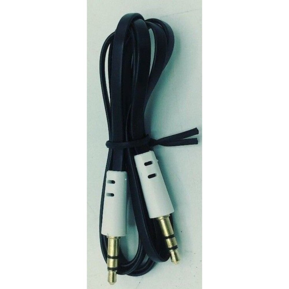 3.5mm Stereo Auxiliary Male to Male Flat Audio Music Aux Cable Cord Black, 3 ft.